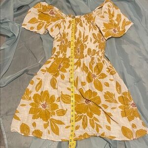 Rip Curl White and Yellow Smocked Top